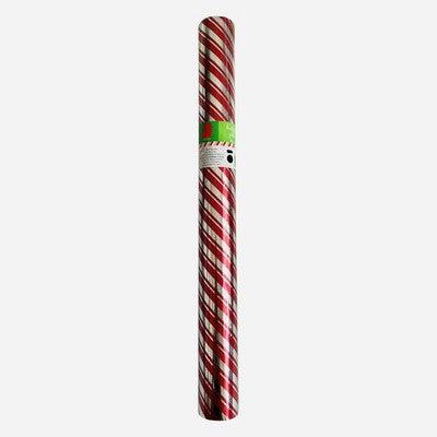 Holiday Foil Gift Wrap Candy Cane Stripe Red Silver 40 Sq Ft Roll NIP