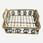 VNTG Coastal Nautical Sweetgrass Ceramic Lighthouse Utensil Caddy Napkin Holder