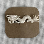 White Chinese Dragon-Shaped Brooch Vintage Asian Pin Excellent Condition