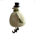 Pier 1 Imports Ceramic Snowman Ice Skater Christmas Ornament Top Hat Snowflake