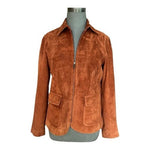 Liz Claiborne Suede Leather Jacket Women’s S Brown Zip Front Collar Jacket VG