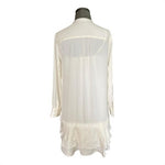 Banana Republic Ivory Tiered Ruffle Hem Tunic Dress Long Sleeve Button Size 4 VG