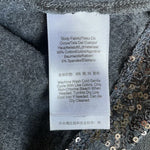DKNY Sequin Embellished Tee Gray Sparkle Short Sleeve Top Womens M VG
