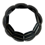 Large Black Glossy Chunky Resin Stretch Wide Bangle Bracelet One Size
