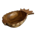 Large Decorative Wooden Pineapple-Shaped Bowl Serving Bowl 16"x9"x4" VG