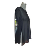 Vintage Allison Taylor Silk Embroidered Blouse Black Sheer Boho Top Womens L New