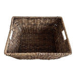Large Brown Wicker Storage Basket Crate with Handles Home Organizer 16.5"x13"x10