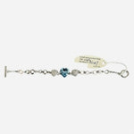 Blue Swarovski Crystal Heart Pave Rhinestone 18K Plated Toggle Bracelet USA New