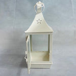 Large White Candle Lantern Metal Glass Farmhouse Decor Lantern Candle Holder VG