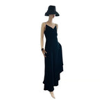 JONES NY Evening Black Asymmetrical Ruched Maxi Gown Women Size 10 NWT Vintage