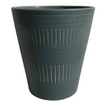 Nordic Style Matte Gray Ceramic Flower Pot Ribbed Textured Plant Planter Vase