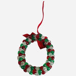 Ganz Cardinal Wreath Christmas Ornament Red Green Acrylic Beads 2" Hanging VG