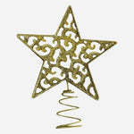 Gold Glitter Filigree Star Christmas Tree Topper VG