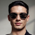 Polarized Half Frame Horn Rimmed Sunglasses Black Unisex Deep Eddy Vodka New