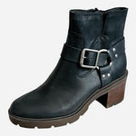Lucky Brand Slyvin Black Leather Harness Ankle Boot Lug Sole Women's Size 9M NIB