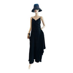 JONES NY Evening Black Asymmetrical Ruched Maxi Gown Women Size 10 NWT Vintage