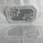 Set of 12 Clear White Embroidered Lace Plastic Placemats 19"x12"