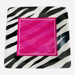Amscan Zebra Party Pink Square Paper Plates Lot of 2 Packs 16pc 7in NIP