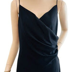 JONES NY Evening Black Asymmetrical Ruched Maxi Gown Women Size 10 NWT Vintage