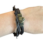 AMEN Passion Brown Leather Bracelet Unisex Double Layer Braid Magnet Lock NWT
