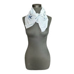 Light Blue Pure Silk Scarf Hand Embroidered Floral Motif Rectangle Neckerchief
