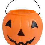 Vintage Blow Mold Jack O Lantern Pumpkin Candy Pail Bucket 8x8.5in VG