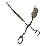 Antique Silver Plate Fork Grabber Ornate Figural Handle Serving Set Victorian G+