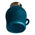 Unique Ceramic Vase Vintage Hand Painted Matte Green Glazed Gold Pottery Vase