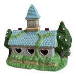 Rabbit & Co Lighted Church Easter Village Porcelain Heart Windows Flowers Fence