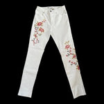 DG2 Diane Gilman White Floral Embroidered Jeans Size 6T Virtual Stretch 31" EXC
