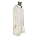 Banana Republic Ivory Tiered Ruffle Hem Tunic Dress Long Sleeve Button Size 4 VG