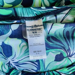 Tommy Bahama Island Active Green Navy Banana Palm Leaf Tunic Long Sleeve Top M