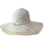 White Wide Brim Paper Straw Sun Hat Women's Beach Floppy Hat One Size VG