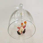 Vintage Clear Glass Hand Bell with Clown Clapper Art Deco Collectible