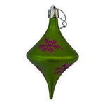 Pair Merry Market Snowflake Teardrop Ornaments Green Pink Christmas Decor