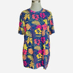 Funeeq Tropical Floral T-Shirt Women's L Multicolor Hawaiian Short Sleeve NWOT