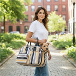 MIIN Striped Pet Carrier Bag Soft Sided Dog Cat Travel Tote Crate Style NWOT