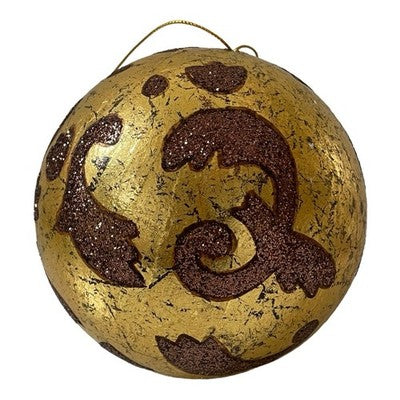 Large Gold Brown Glitter Ball Ornament Christmas Holiday Decor