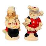 Napco Japan Porcelain Mr Mrs Claus Spaghetti Christmas Salt Pepper Shakers VNTG