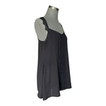 S-Twelve Black Lace Trim Cami Blouse Sleeveless Swing USA Made Sz Chico Womens M