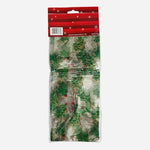 Christmas Holly Print Cellophane Basket Bags 22"x30" Pack of 2 New