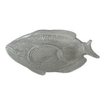 Vintage Glass Fish Shaped Plates with Dip Cup Set of 3 8.25x6.25in VG
