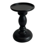 Black Wood Pillar Candle Holder Pedestal Turned Base 6.25" VG
