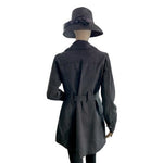 Split Personality Matthew Hekmatniaz Belted Cotton Trench Coat Dark Grey Sz L VG