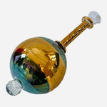 Egyptian Teardrop Glass Ball Christmas Ornament 6.5" Green Gold Collectible VG