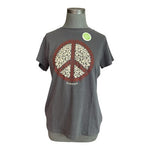 Vintage 90s Walt Disney Disneyland Peace Logo T-Shirt L Women's Grey Cotton NWT