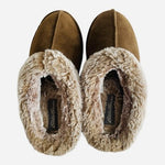 Eddie Bauer Janie Womens Suede Faux Fur Lined Clog Slippers Brown Size 7