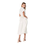 Lulus Palermo Perfection White Collared Midi Dress Pockets Sz S Button Front NWT