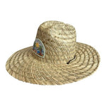 Wyeth Straw Mens Lifeguard Sun Hat Happiness Comes In Waves Beach Ocean Surf OS