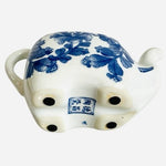 Vintage Blue White Porcelain Elephant Teapot Floral Face Detail Chinese Mark 8x6
